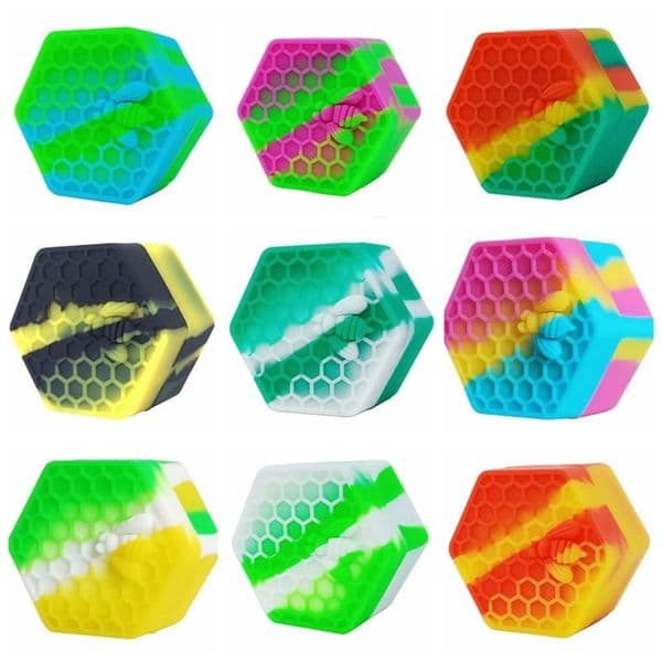 Hexagon Honeycomb Bee Wax Container Silicone Cae Box Silicon Storage Jar for Dry Herb Tobacco Dab Oil Tool Makeup Face Cream Holder Smoking 0729