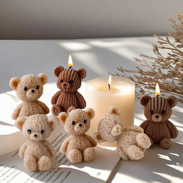 ute Mini Bear Silicone Mold DIY Animal Bear Aromatherapy Candle Silicone Mold Crystal Epoxy Resin Soap Home Decoration W250718