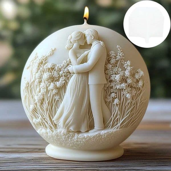 Male female couple embossed spherical candle silicone mold wedding decor couple wedding embossed goddess Ball resin gypsum mold W250718