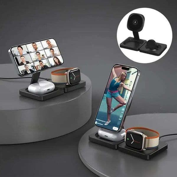 3 In 1 Travel Station For Apple Devices Foldable Magnetic Charger Stand Fast Wireless Charging Pad
