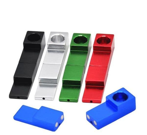 Smoking Pipes Metal magnet pipe mini aluminum alloy pipe two solid color folding portable pipe