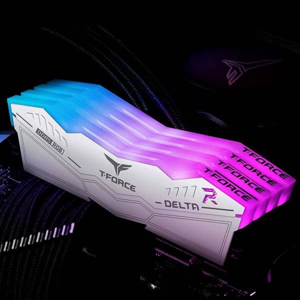 TEAMGROUP T-Force Delta RGB DDR5 Ram 32GB (2x16GB) 6000MHz CL30 Intel XMP 3.0 AMD Expo Compatible Desktop Memory White/Black