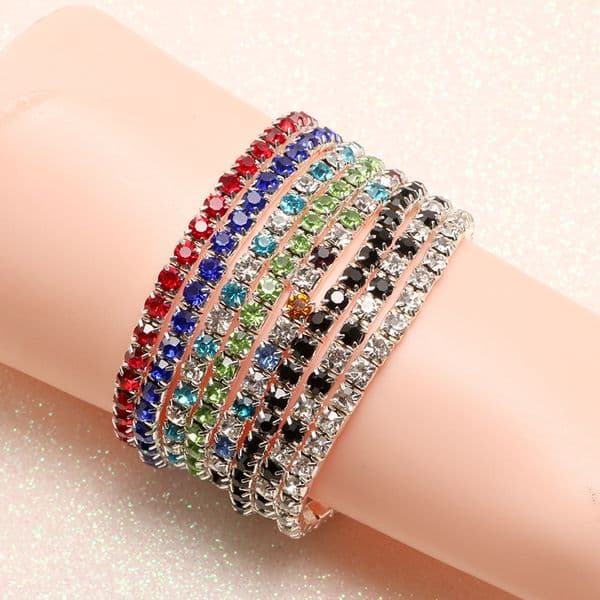 New Hot-Selling Full Multi-Color Single Row Elastic Women's Bracelet Jewelry