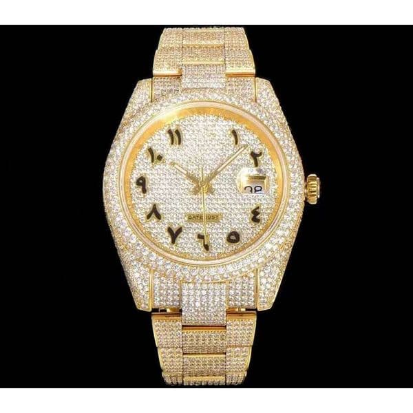 Unisex Vintage Movement Moissanite Watch, Sport Waterproof Pass Dia Tester