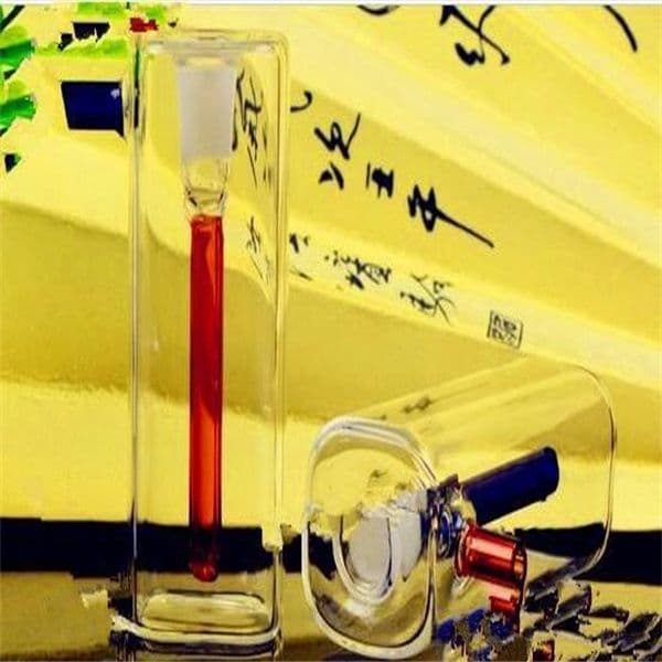 Square-tube concave-end cigarette kettle Bongs Oil Burner Pipes Water Pipes Glass Pipe Oil Rigs Smoking