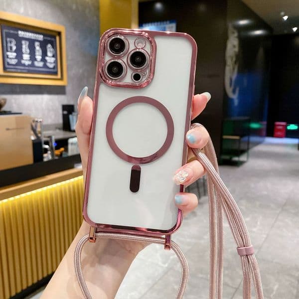 Cross-Border Magnetic Wireless Phone Cord Case Lanyard Necklace TPU Material for iphone 17 Air 16 15 14 13 12 11 Pro Max Plus