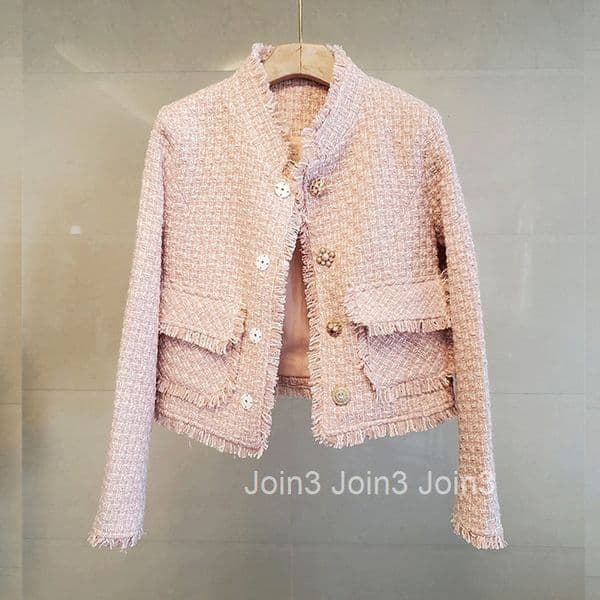 Autumn Winter New Fashion Tassel Elegant Designs-style Short Tweed Jacket for Women Korean Chic
