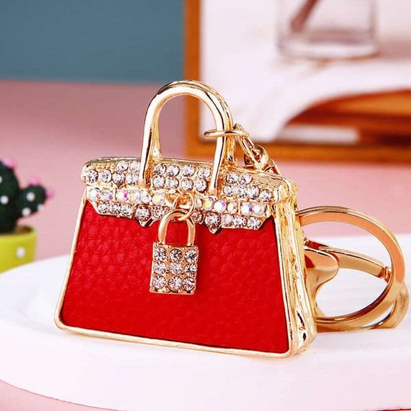 Diamond-encrusted Genuine Leather Small Crossbody Car for Women Korean Fashion Creative Bag Pendant Metal Keychain Ring Gift