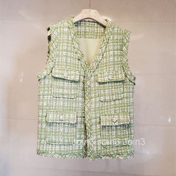 Fashion Loose Vest Winter Autumn Stylish Pocket Date Little Designs Vest Coat Women Tweed Fringe