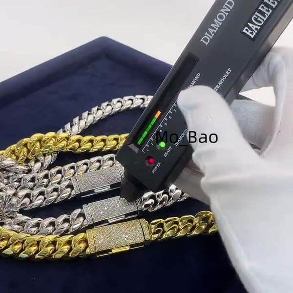 High Quality Stainless Steel Moissanite Cuban Link Gold Chain 8mm 10mm 12mm Men Necklaces