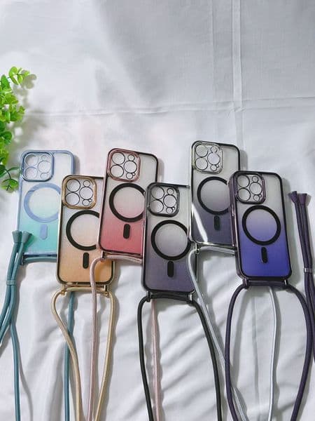 Cross-Border Magnetic gradient Phone Cord Case Lanyard TPU Material for iphone 17 Air 16 15 14 13 12 11 Pro Max Plus