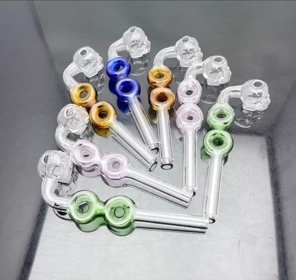 Smoking Pipes Thick Glass Bowl Pipes Bowls Hookahs New Colored Double Circle Skeleton Curved Pot Glass Long Pipe