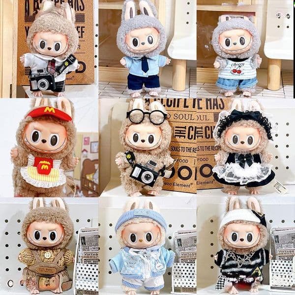 17cm Doll Clothes Outfit Accessories Christmas Cape Set for Labubu Mini Doll Clothing Doll Accessories Girl Gift waist bag