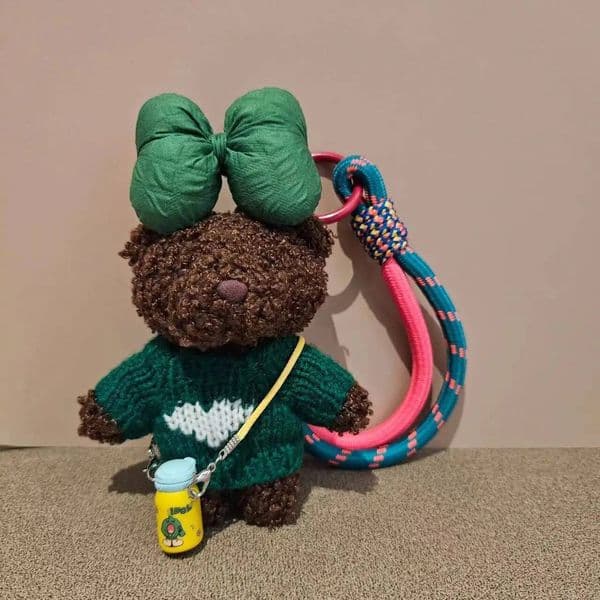 Handmade Plush Cute Crossbody Bag Mobile Phone Strap Colorful Rope Keychain Doll Hanging Ornament Sweater Bear ddmymarket