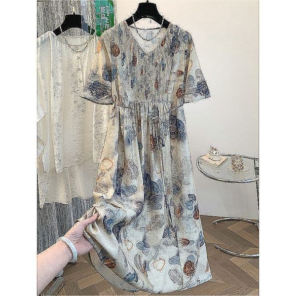 252 Tencel linen dress for women, summer large size, belly-covering cotton, linen and ramie long skirt