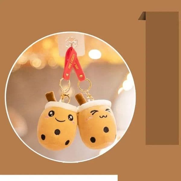 Party Favor Cute Bubble Tea Keychain Soft Plush Toy Pendant Stuffed Boba Doll Kawaii Backpack Bag Decor Birthday Gifts For Girls Kid Otc7T