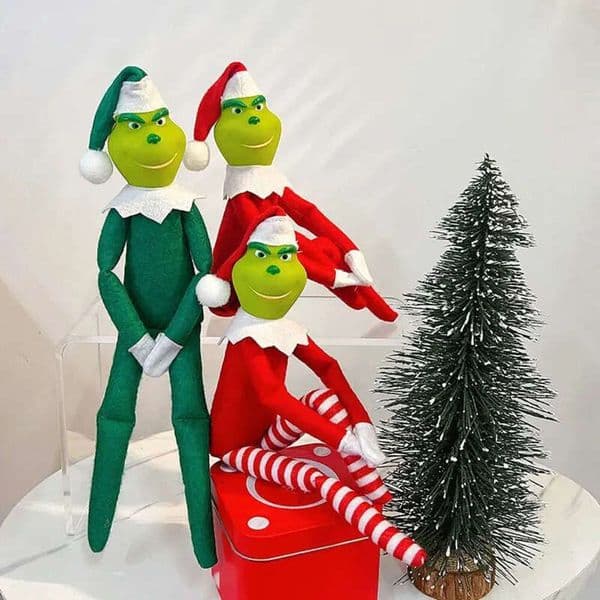 Red Vinyl Chritma Qaulity High Grinch Pluh Toy Green Monter Elf Soft Stuffed Doll Xma Tree Hanging Decoration Children New Year Gift S