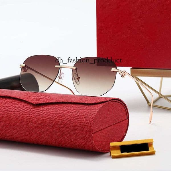 Designer Cart Sunglasses Sports Mens Women Gold and Silver Frameless Metal Round Oval Optical Frame Black Grey Blue Transparent Lens Sun Eyewear Fashion Glasses 954
