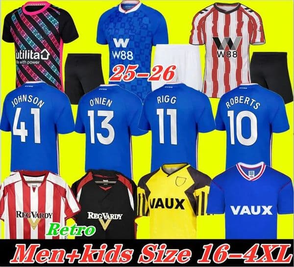 SUNDERLAND 25 26 Away Soccer Jerseys BELLINGHAM STEWART SIMMS ROBERTS CLARKE DAKU EMBLETON SEELT E O'NIEN PATTERSON Football Shirt PRITCHARD Men Kids Kit001