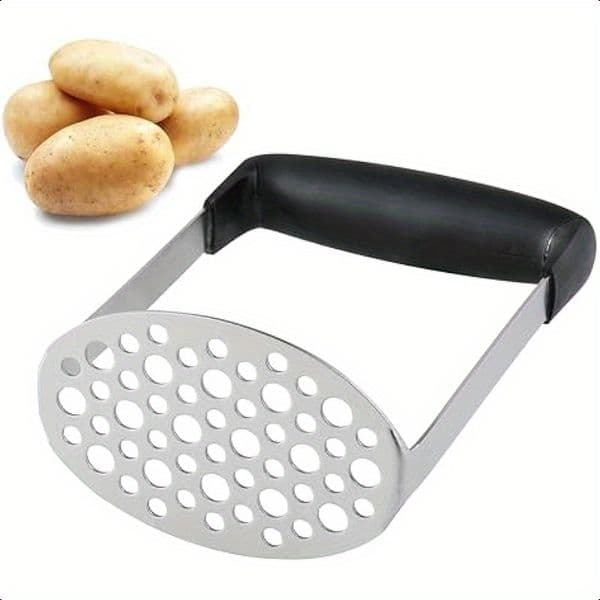 Stainless Steel Potatoes Masher Kitchen Tool Mashed Potatos Masher with TPR Handle Great for Potato Guacamole