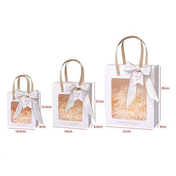 Open Window Transparent Kraft Paper Handbags Souvenirs Gift Tote Bags for Candle Storage Packaging Cosmetics & Candies Boxes
