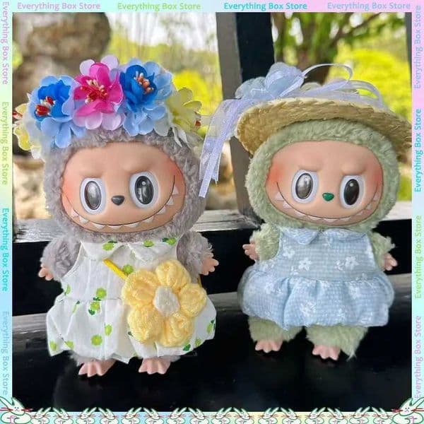 Adorable Fresh Summer Doll Outfit 17cm Labubu V1 V2 Vz Doll Decorative Costume Set Cute Miniature Fashion Accessories X250723