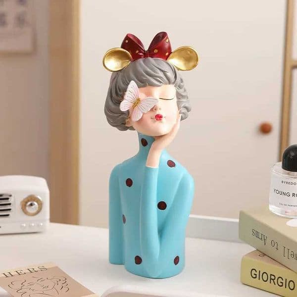 Nordic Girls Storage Tray Vase Resin Ornaments Makeup Organizer Key Holder Candy Jewelry Home Decor Figurine Gift X2507211