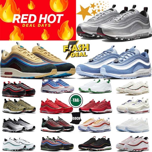 Free delivery Triple Black 97 running shoes designer shoes 97s Triple White Wolf Grey Golden Bullet Silver Bullet mens women sports trainers sneakers size 36-45