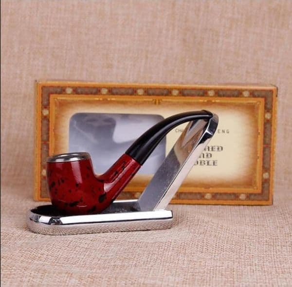 Smoking Pipes Mini Portable Gift Pipe Red Resin Printing Hammer Pipe Old Gift Box Packaging Curved