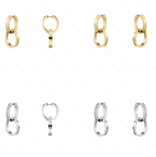Women Earring Oval Double Hoop Screwed Earrings Ear Stud Famous Geometry Cross Round Crystal Rhinestone Stainless steel Earrings Wedding Party Christmas Gifts
