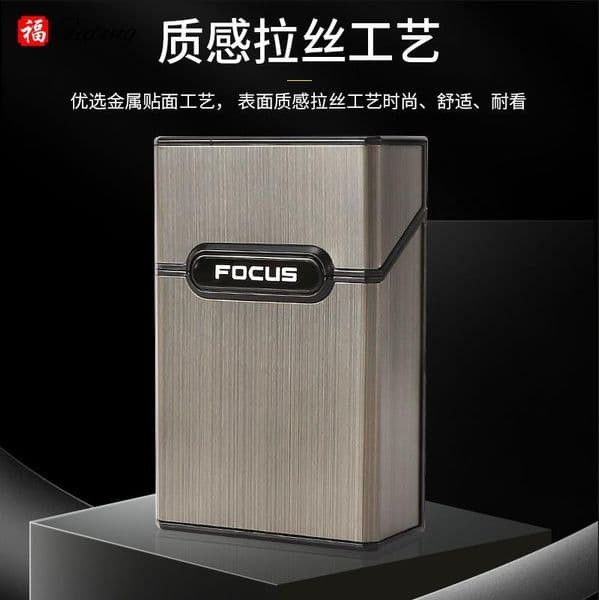 Smoking Pipes 20 pack full pack flip top cigarette case, moisture-proof and pressure-resistant fashionable metal cigarette case