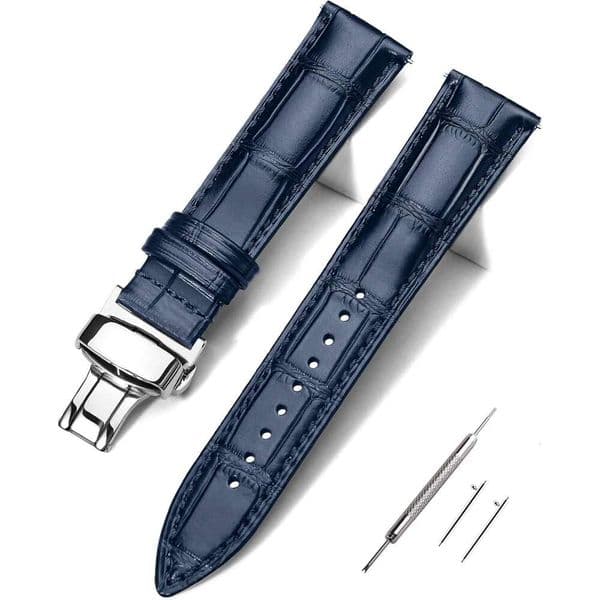 Croco Design Leather Watch Bands for Men Women,Quick Release Strap with Butterfly Deployment Buckle 18mm 19mm 20mm 21mm 22mm 24mm
