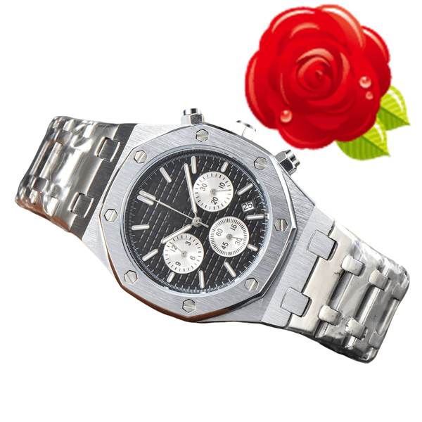 New APity ROYALOAKITY Fashion watch Mens Automatic Quartz Movement High Quality Wristwatch Hour Hand Display Metal Strap Simple Luxury Popular Watch #321