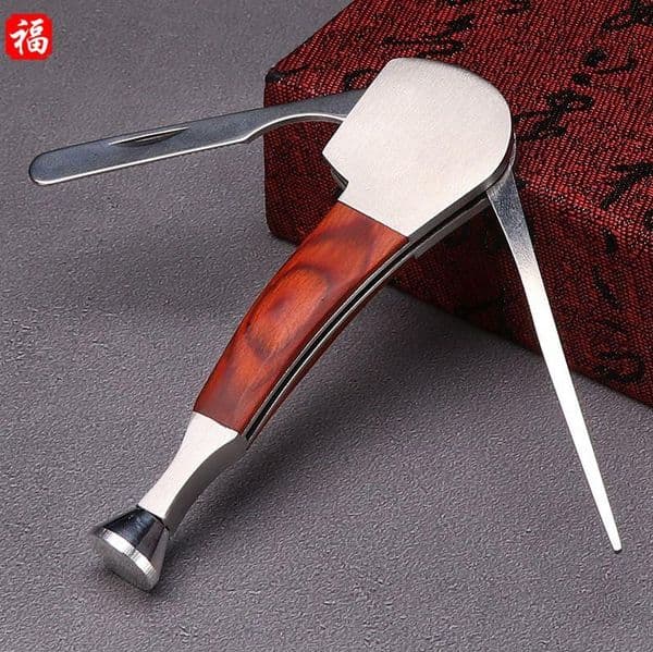 Smoking Pipes Redwood three in one scraper metal cigarette cutter straight type all wood cigarette cutter pipe tobacco fittings