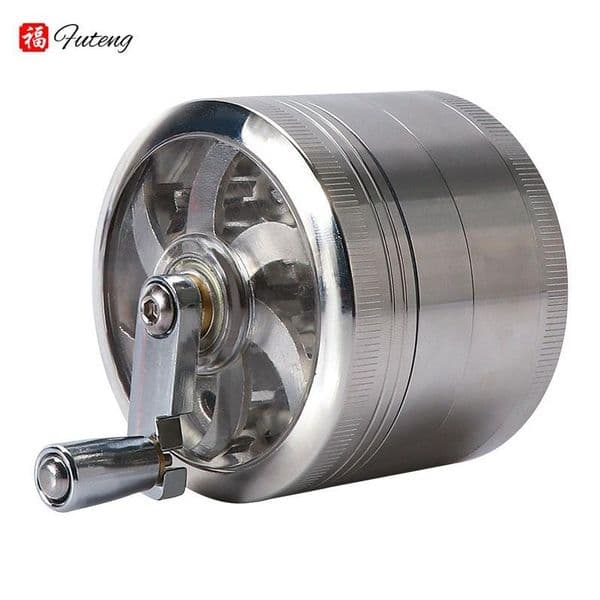 Smoking Pipes Directly operated 63MM zinc alloy hand operated cigarette grinder, metal four layer with handle grinder