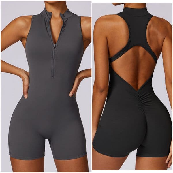 8294 Womens Jumpsuit Yoga Outfit Jumpsuits Close-fitting Dance Shorts Pants Breathable Leggings Pant Sleeveless Zipper Tights Romper