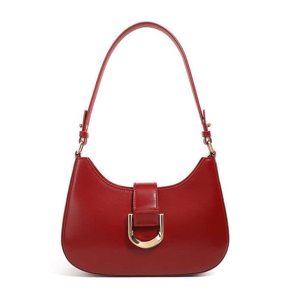 Luxury Designer Cowhide Baguette - Elegant Leather Handbag for Women with Adjustable Strap
