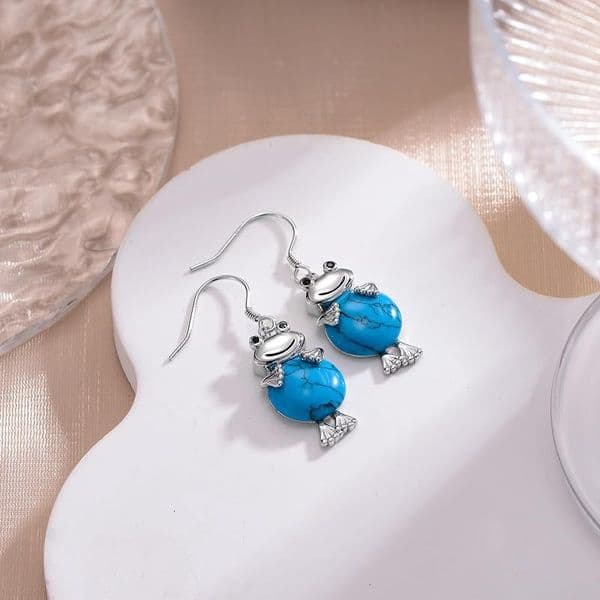 HOT New Turquoise Cute Frog Nature Style Earrings Accessories
