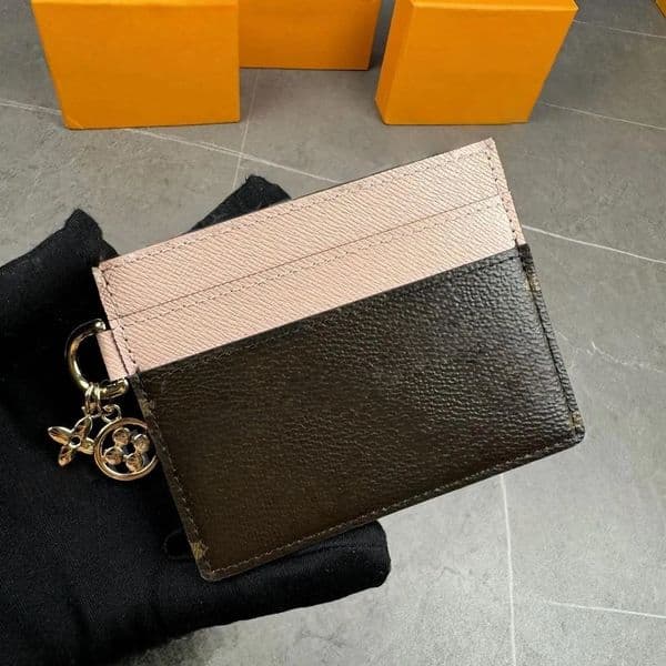 Mini wallet key pouch With box Free ship Designer wallet bag charm Womens Men pink card holder keychain Sac coin purse leather cardholder Mirror quality id card Luxury