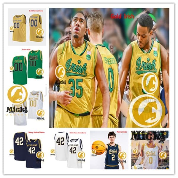 Cole Certa Notre Dame Fighting Irish Basketball Jersey 12 Garrett Sundra 4 Sir Mohammed 5 Cormac Ryan 3 Prentiss Hubb 31 Elijah Morgan Custom Stitched ND Jerseys