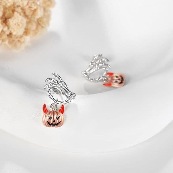 HOT Design Personality Simple Fashion Halloween Ghost Hand Pumpkin Head Earrings for Women