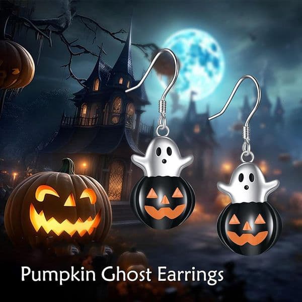 New Design Quirky Naughty Pumpkin Ghost Personality Pendant Earrings for Women Halloween