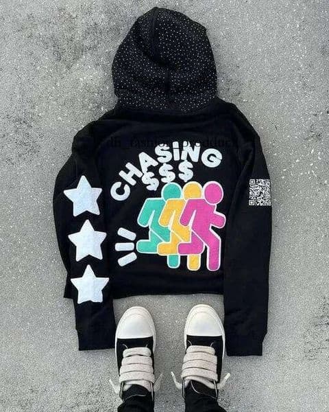 chasing Sweatshirt Zipper Oversized Streetwear Men Hoodies Gothic Graphic Printed Y2K INS Streetwear Unisex Inner Fleece Casual Jackets fe1