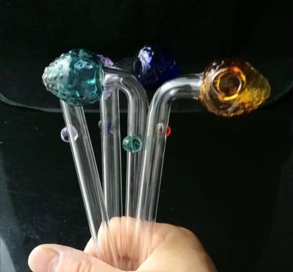 High quality color strawberry head burning pot, Wholesale Glass Bongs Accessories, Glass Water Pipe Smoking, Free Shipping