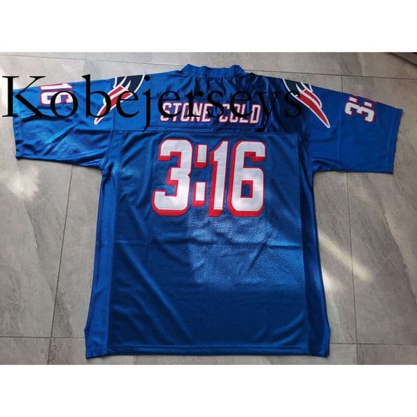 Ko8 Football jerseys Physical photos blue white 316 Stone Cold Steve Austin PATS Men Youth Women High School Size S-6XL or any name and number jersey