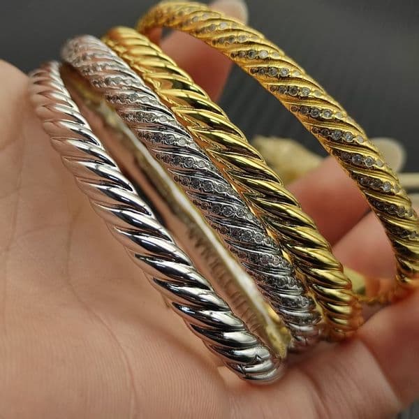 fashion Diamond pearl bracelet women cuff bangle cable designer stainless steel woman classic retro jewelry classic bracelet men plated Silver bangles