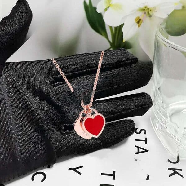 return necklaces 925 womens heart necklace designer jewellery chains pendant steel charm anniversary gift for women gold plat 1f0
