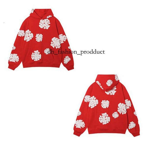 Denim Hoodie Designer Kapok Tracksuit Cotton Wreath Pullover Denim Men's Sweatshirt High End Spring Long Sleeve Tearsshort Hoodie Floral Print Hip Hop Hoody 3b1