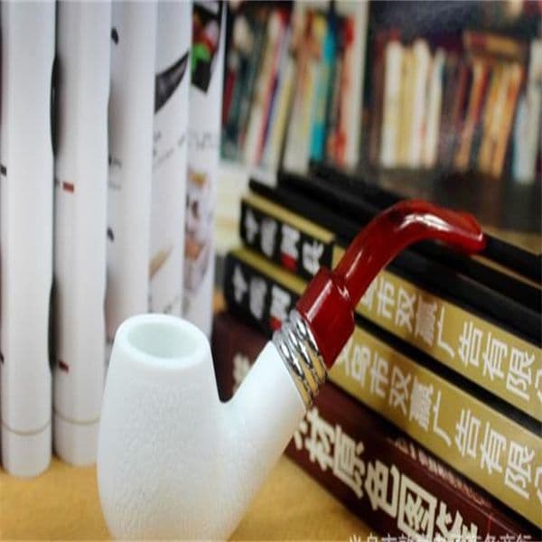2025Sepiolite-like white-red tail cigarette holder removable washable pipe old-fashioned exquisite hammer smooth cigarette with circle