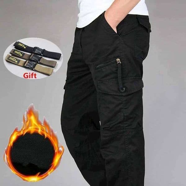Winter Men's Cargo Double Layer Fleece Warm Thick Camouflage Tactical Long Trousers Men Baggy Casual Cotton Pants